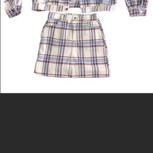 Plaid mini skirt and jacket